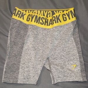 Gymshark Gray Seamless Training Shorts with Yellow Waistband
